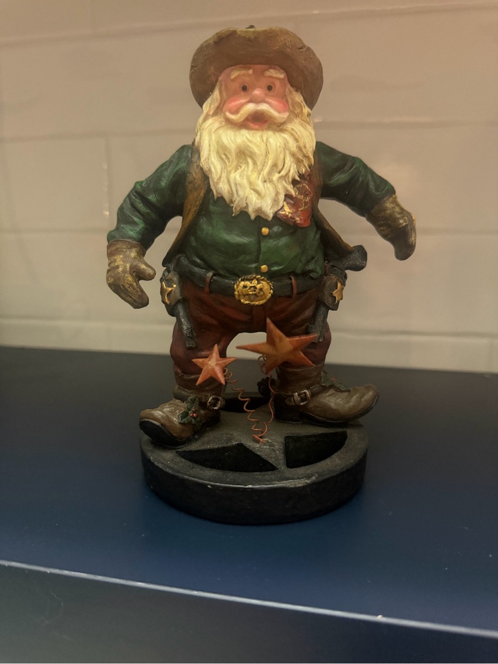 Rustic Green-Bearded Santa Figurine - Home Art Décor